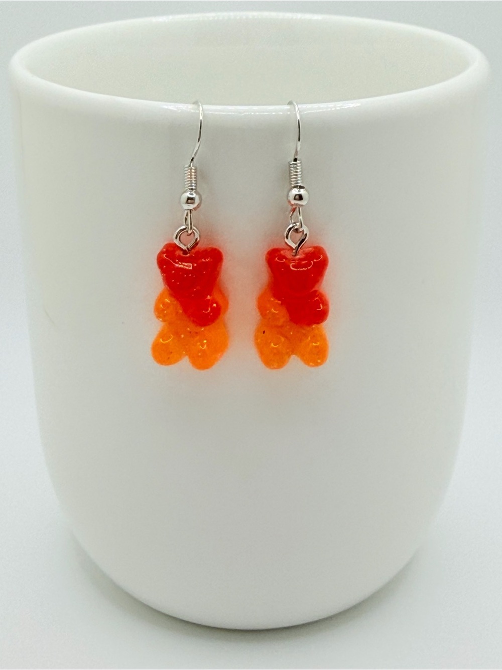 5 for $30 ✨ Red and Orange Gummy Bear Drop Earrings Resin Jewelry
